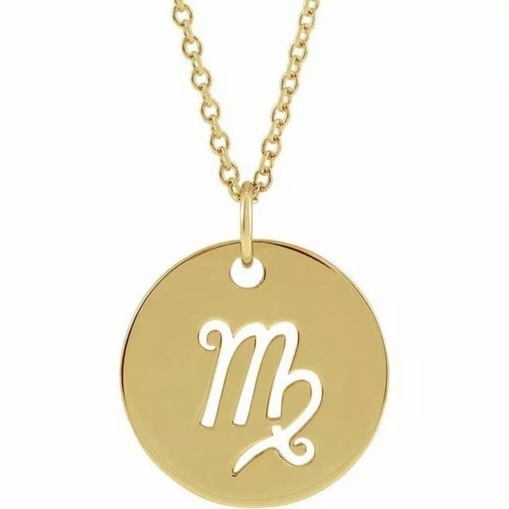 Virgo Zodiac Yellow Gold Pendant Necklace 14K NEW